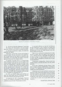 Colonnes n°11, janvier 1998, Jean Dubuisson - 1998. Institut français d'architecture - Archives d'architecture du XXe siècle