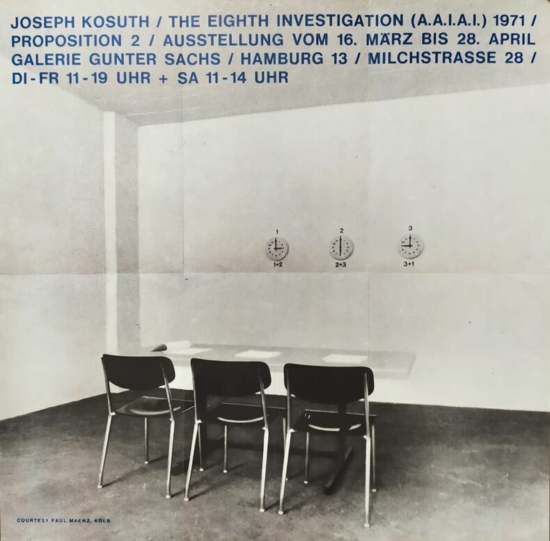 The eight investigation (A. A. I. A. I.) 1971. KOSUTH (Joseph)