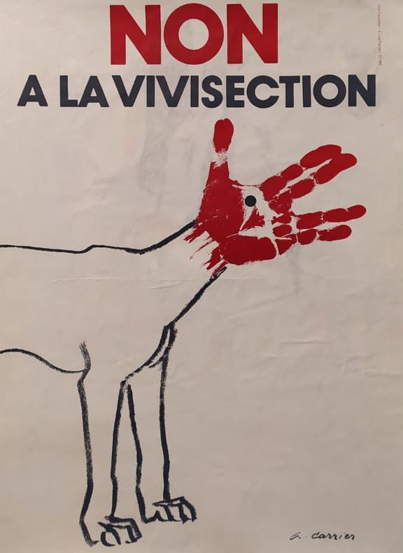 NON A LA VIVISECTION. [ 80's / FRANCE ] CARRIER (Alain) (1924 - 2020 )