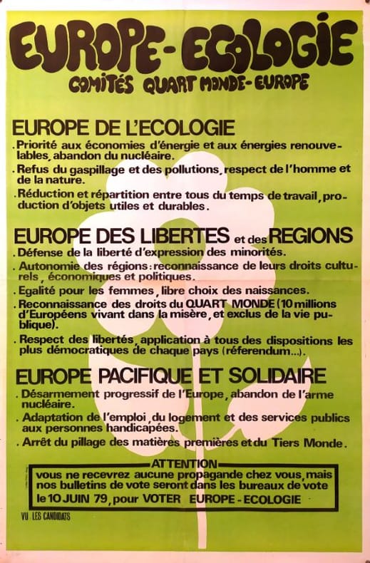 EUROPE-ECOLOGIE. Comité Quart Monde Europe.. [ 70's / FRANCE ] ÉCOLOGIE