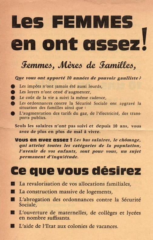 Les FEMMES en ont assez !. [60's/MAI 68/FÉMINISME] PARTI COMMUNISTE FRANÇAIS