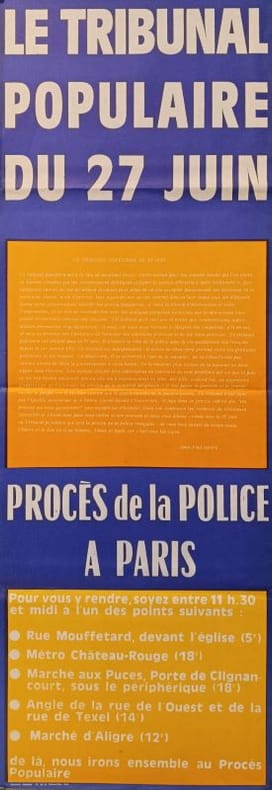 Le tribunal Populaire du 27 juin - Procès de la police à Paris.. SARTRE (Jean-Paul)