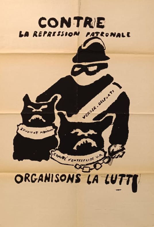 CONTRE LA RÉPRESSION PATRONALE - ORGANISONS LA LUTTE. SYNDICAT MAISON VERGER DELPORTE