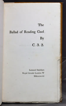 The Ballad of Reading Gaol. By C. 3. 3.. [WILDE Oscar]: