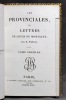 Les Provinciales ou lettres de Louis de Montalte.. PASCAL Blaise: