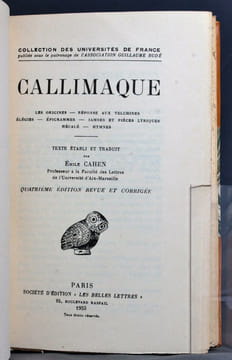 Les origines - Réponse aux Telchines - Elégies - Epigrammes - Iambes et pièces lyriques - Hécalé - Hymnes. Quatrième édition revue et corrigée.. ...