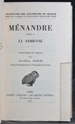 La Samienne. par MENANDRE; JACQUES Jean-Marie (établ. et trad.): - Image 3