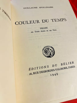 Couleur du temps. Drame en trois actes et en vers.. APOLLINAIRE Guillaume: