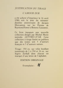 L'amour dur. Trois nouvelles.