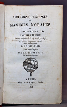 Réflexions, sentences et maximes morales de La Rochefoucauld. Avec une préface de C-A. Sainte-Beuve.. LA ROCHEFOUCAULD François de: