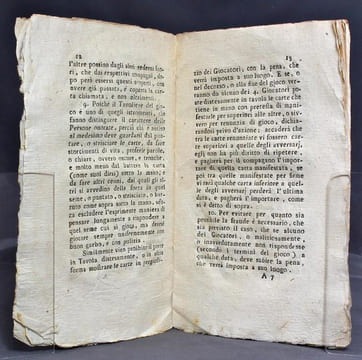 Regole per il gioco dei tre sette quadrigliati. Con le quali s'insegna il modo di ben giocare e la maniera di tassare le mance. Quarta edizione. ...