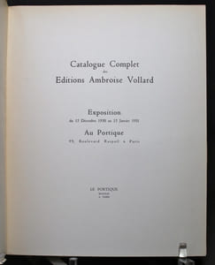 Catalogue complet des Editions Ambroise Vollard.