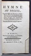Hymne au soleil. Seconde édition corrigée & augmentée. par REYRAC [François-Philippe de Laurens] Abbé de: - Image 2