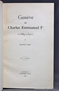 Genève et Charles Emmanuel 1er (1589-1591).