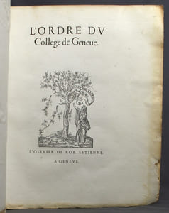 L'ordre du Collège de Genève - Leges academiae Genevensis.