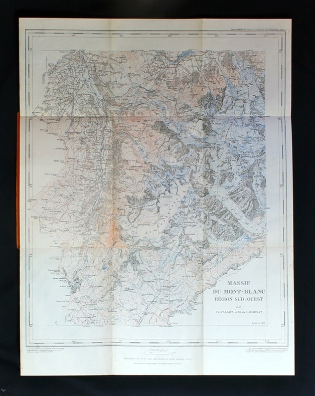 Carte Vallot: Carte du Massif du Mont-Blanc à l'échelle de 1: 50.000e. Région Sud-Ouest (Les Houches, St.-Gervais, Cols Joly, du Bonhomme, de la ...