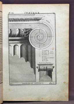Cours d'architecture qui comprend les ordres de Vignole, avec des commentaires, les figures & les descriptions de ses plus beaux bâtimens, & de ceux ...