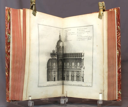 Cours d'architecture qui comprend les ordres de Vignole, avec des commentaires, les figures & les descriptions de ses plus beaux bâtimens, & de ceux ...