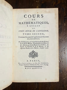 Cours de mathématiques, à l'usage du corps royal de l'artillerie.