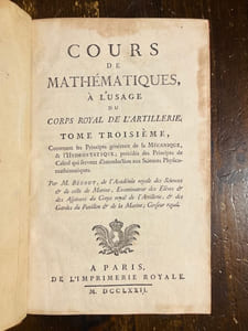 Cours de mathématiques, à l'usage du corps royal de l'artillerie.