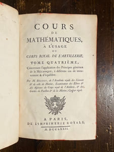 Cours de mathématiques, à l'usage du corps royal de l'artillerie.