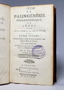 La palingénésie philosophique, ou idées sur l’état passé et sur l’état futur des êtres vivans [sic].. BONNET C: