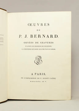 Œuvres. Ornées de gravures d'après les desseins [sic] de Prud'hon, la dernière estampe gravée par lui-même.. BERNARD Pierre-Joseph:
