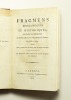 Fragmens biographiques et historiques, extraits des registres du conseil d'Etat de la République de Genève, dès 1535 à 1792.. GRENUS-SALADIN, ...