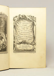 Di Tito Lucrezio Caro, della natura delle cose, libri sei tradotti dal latino in italiano da Alessandro Marchetti. Dati nuovamente in luce da Francesco Gerbault Interprete di S. M. Cma per le lingue Italiana e Spagnola.