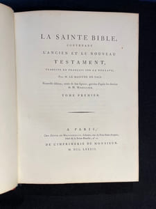 La Sainte Bible contenant l'Ancien et le Nouveau Testament...