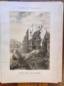 Ruines de Strasbourg dessinées d'après nature pendant le siège de Strasbourg.