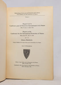 Rapport sur la conférence pour la protection internationale de la Nature. Bâle, 30 juin - 7 juillet 1946.