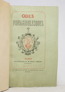 Odes funambulesques avec le frontispice gravé à l'eau-forte par Bracquemond d'après un dessin de Charles Voillemot.