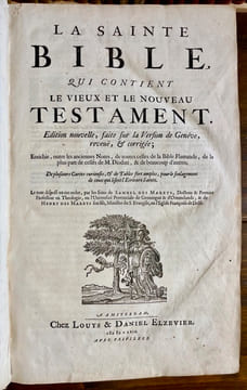 La sainte Bible, qui contient le Vieux et le Nouveau Testament : édition nouvelle, faite sur la version de Genève, reveuë et corrigée, enrichie, outre ...