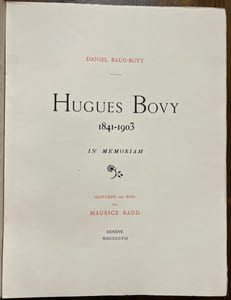 Hugues Bovy 1841-1903. In memoriam.