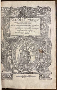 Orlando Furioso ornato di varie figure, con cinque canti d'un nuovo libro & altre stanze del medesimo, nuovamente aggiunti: con belle Allegorie : & nel fine, una breve espositione de gli oscuri vocabuli: Con la Tavola di tutto quello che nell'opera si contiene.