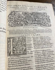 Orlando Furioso ornato di varie figure, con cinque canti d'un nuovo libro & altre stanze del medesimo, nuovamente aggiunti: con belle Allegorie : & nel fine, una breve espositione de gli oscuri vocabuli: Con la Tavola di tutto quello che nell'opera si contiene.