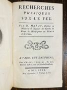 Recherches physiques sur le feu. par MARAT Jean-Paul: - Image 2