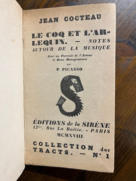 Le coq et l'arlequin. Notes autour de la musique.. COCTEAU Jean: