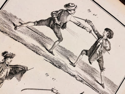 [L'école des armes, avec explication générale des principales attitudes et positions concernant l'escrime...].