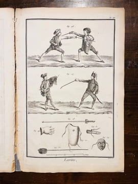 [L'école des armes, avec explication générale des principales attitudes et positions concernant l'escrime...].. ANGELO Domenico;DIDEROT & D'ALEMBERT; ...