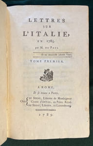 Lettres sur l'Italie, en 1785. par M. du Pati.