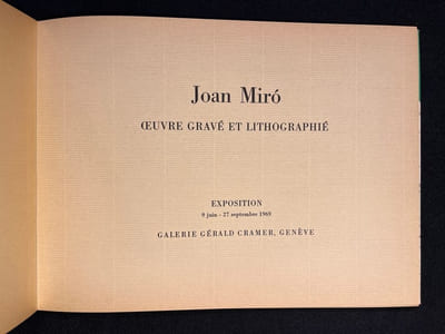 Joan Miró. Oeuvre gravé et lithographié.