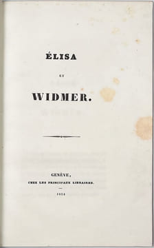 Elisa et Widmer.. TÖPFFER Rodolphe: