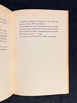 Gedichte. Weisst du schwartz du. Fünf klebebilder von Max Ernst.. ARP Hans: