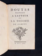 1. Théorie de l’impôt. [avec] 2. Doutes proposés à l'auteur de la Théorie de l'impôt. par MIRABEAU Victor Riqueti; PESSELIER Charles: - Image 2