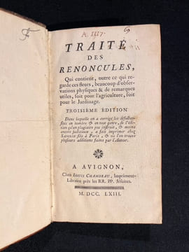 Traité des Renoncules dans lequel outre de qui concerne ces fleurs, on trouvera des observations physiques et plusieurs remarques utiles, soit pour ...