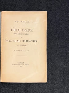 Prologue pour l'inauguration du nouveau Théâtre de Genève. 2 octobre 1879.