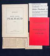 Dossier constitué de nombreux documents (photo, dessin, lettre) et articles et Hommage a René-Louis Piachaud (collectif); M.-M. Thomas Images de Piachaud précédées de Anniversaire texte de J.-E. Gross. par PIACHAUD René-Louis: - Image 1