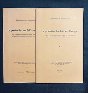 La persécution des Juifs en Allemagne. Lois et ordonnances instituant un régime de discrimination à l'égard des ressortissants allemands de race non aryenne.